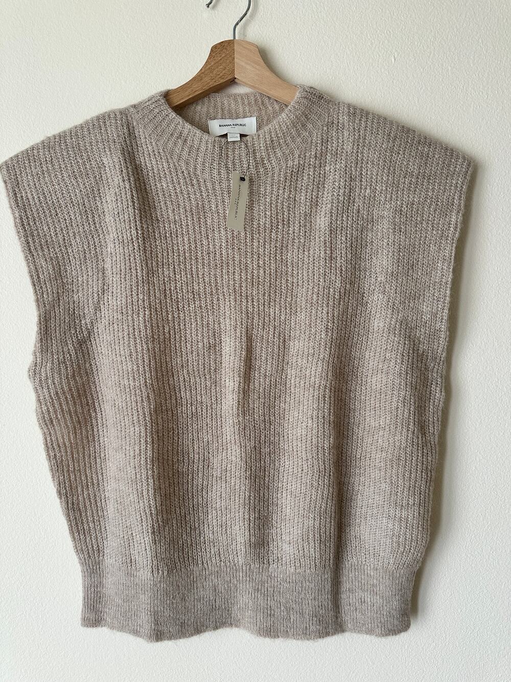 Banana Republic Wool Alpaca Knit Sweater Vest Beige XL NWT